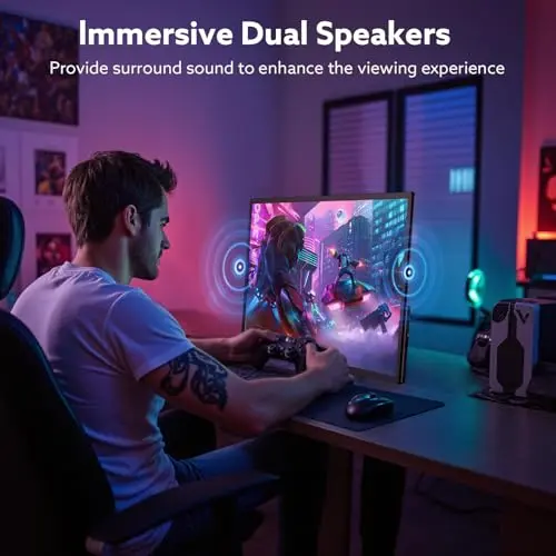 GWSGUT 23.8'' Portable Monitor, 4K UHD (3840 * 2160) 100% sRGB Fast IPS External Gaming Screen, 60Hz USB-C HDMI Built-in VESA Stand Speakers, for Laptop PC Mac Phone PS4/5 Xbox Switch 5