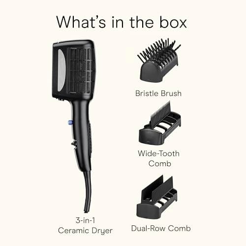 INFINITI PRO CONAIR 3-in-1 Styling Hair Dryer, 1875W Blow Dryer with 3 Styling Attachments to Detangle, Straighten, and Volumize, Tourmaline Ceramic Coating and Ionic Conditioning, Black 9