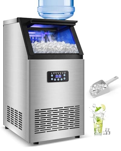 Commercial Ice Maker Machine 120LBS/24H with 30LBS Storage Bin, 15" Wide Undercounter/Freestanding Ice Maker Machine for Home Bar Outdoor, 40PCS Ice Cubes Ice Machine, Self Cleaning