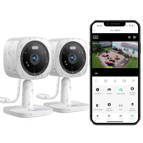 Hugolog 2K 3MP Outdoor Indoor Security Cameras for Home Security, Home Camera with Starlight Color Night Vision,Built-in Spotlight,Motion Detection,2-Way Talk,US Cloud & Local Storage,Works with Alexa