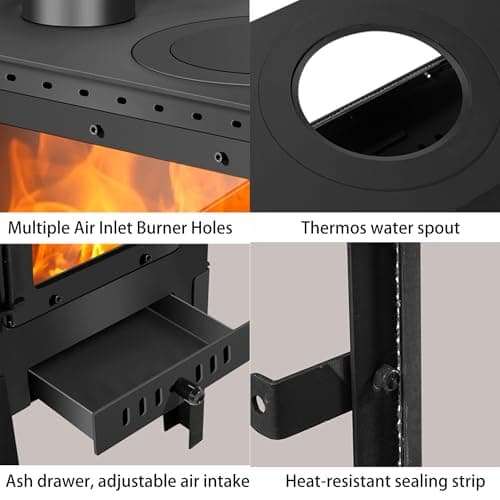 FENGXCXY Indoor Wood-Burning Stove with Dual Viewing Windows, a Pellet Stove Capable of Heating Spaces from 200 to 750 Square Feet 8