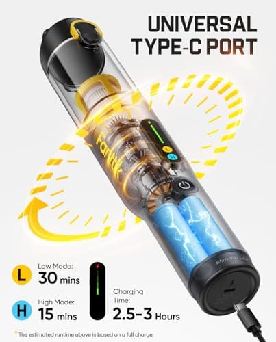 Fanttik Slim V10 Lite Cordless Handheld Vacuum, 0.98lb Lightweight with All-in-One Base Design, 12000Pa Suction & Smart LED Display, Portable Mini Vacuum Cleaner for Kitchen Table, Home, Car 7