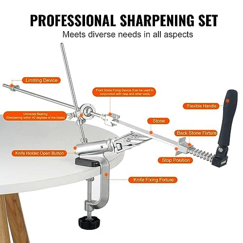 VEVOR Knife Sharpener Kit, 360° Rotation Flip Fixed Angle Knife Sharpening System with 12 Whetstones 120-10000 Grit, Professional Kitchen Chef Knife Sharpening Kit for All Knives and Scissors 5