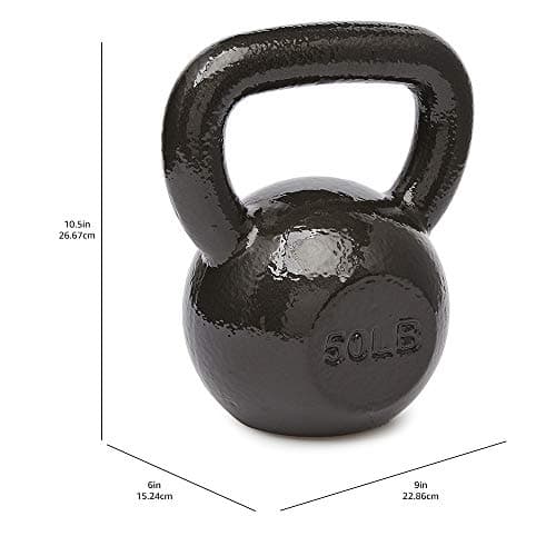 Amazon Basics Cast Iron Kettlebell for Strength Training, Textured Wide Handle, 50 Pounds, Black 5