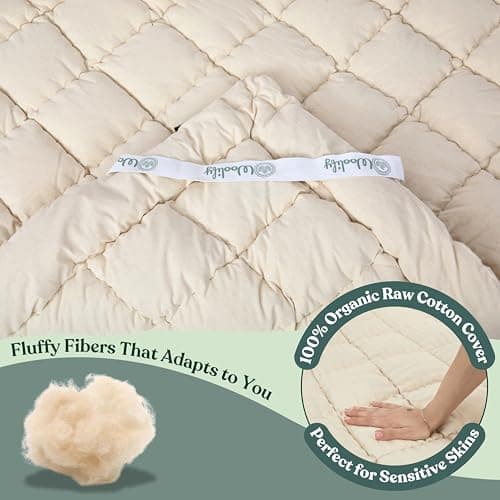 Organic Merino Wool Mattress Topper - Luxury Pillow Top Mattress Pad, Handmade, Non-Toxic, Cooling & Hypoallergenic, Natural Back Pain Relief, Sustainable Bedding (King) 7