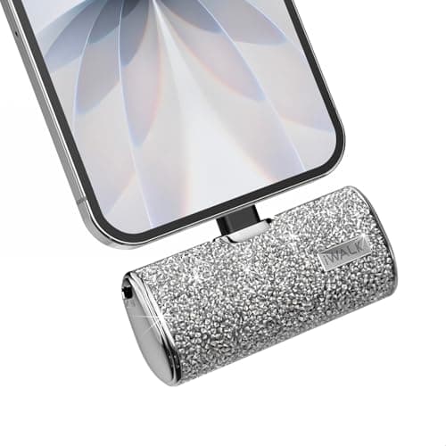 iWALK USB C Portable Charger, 4500mAh Ultra-Compact Small Power Bank, Sparkly Battery Pack Compatible with iPhone 16/15, 16 Plus, 16 Pro, 16 Pro Max, Samsung Galaxy S25, S24, S23 Ultra Z Flip5, Silver