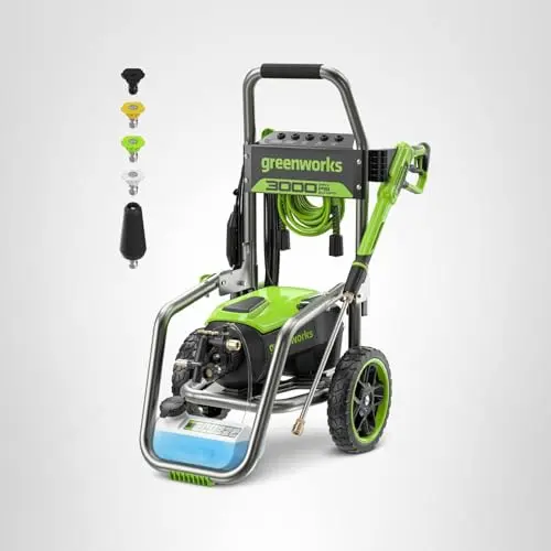Greenworks Pro Brushless 3000 PSI (CSA Certified) 2.0 GPM Max / 1.1 GPM Electric Pressure Washer (Foldable Handles, Rugged Steel Frame, 25 FT Hose, 35 FT GFCI Power Cord) 10