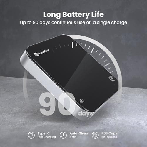 Maestri House Mini Coffee Scale with Timer, USB-C Rechargeable Espresso Scale, 2kg/0.1g Accurate Scale for Espresso and Pour-Over Coffee, Portable Digital Kitchen Scale with Auto Timer (Black&Silver) 5