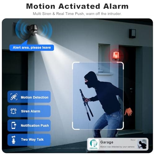 Solar Security Cameras Wireless Outdoor, 2K Pan/Tilt 360° View Solar/Battery Powered WiFi Cameras for Home Security with AI Motion Detection, Spotlight, 2-Way Audio, Siren, IP65, SD/Cloud Storage 5
