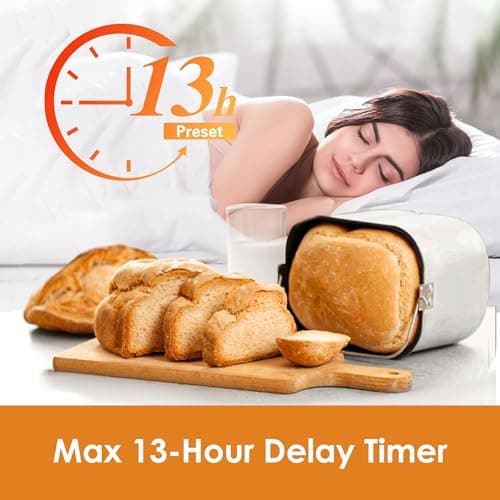 Bread Machine, Kitchen in the box 2LB 12-IN-1 Bread Maker, Gluten-Free Setting, Auto Fruit Nut Dispenser & Nonstick Pan, 2 Loaf Sizes,13H Reserve & 1H Keep Warm (White) 6