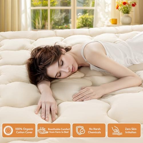 Luxury 100% Organic Wool Mattress Topper Made from Australian Merino,1100GSM Breathable Pillow Top Mattress Pad King Size with 100% Organic Cotton Cover - 78"x80" 9