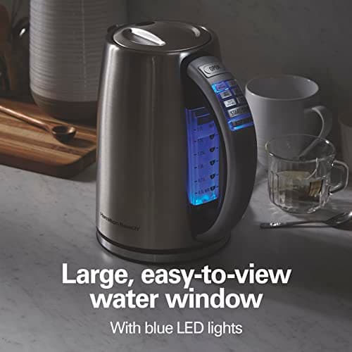 Hamilton Beach 1.7 Liter Temperature Control Electric Kettle, Water Boiler & Heater, Fast Boiling 1500 Watts, BPA Free, Cordless, Auto-Shutoff and Boil-Dry Protection, Stainless Steel (41020R) 8