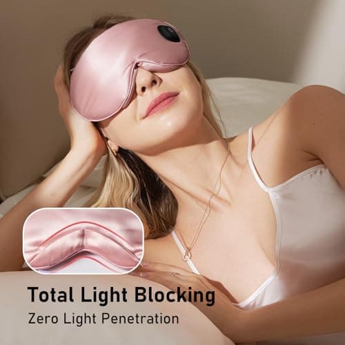 LitBear Heated Eye Mask, Silk Cordless Warm Eye Compress for Dry Eyes, Light Blocking Heat Eye Mask for Women Men, Soft Eye Heating Pad for Dry Eyes, Travel, Rechargeable, Washable Cover (Pink) 7