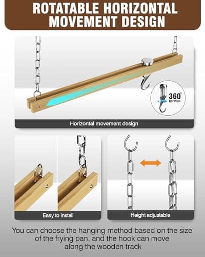 Cooks Standard NC-00269 Standard, Single Bar, 36-Inch Ceiling Mounted Wooden Pot Rack, Brown 5