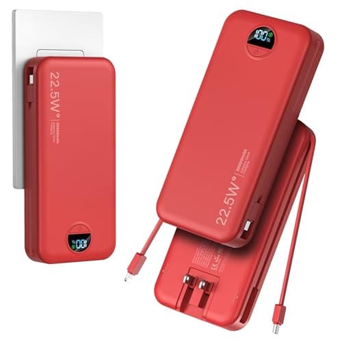 aonidi 20000mAh Ultra-Portable-Charger-Power-Bank PD20W with Built in Cables&AC Wall Plug,Fast Charging Cell Phone Charger Battery Pack,LED Display Travel Battery Bank for All iPhone,Samsung,Android