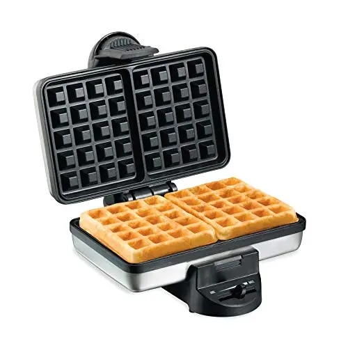 Hamilton Beach Belgian Mini Waffle Maker with Shade Control, Makes 2 at Once, Create Personalized Keto Chaffles and Hash Browns, PFAS-Free Non-Stick Plates, Compact Design, Stainless Steel (26009)