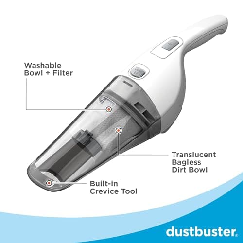 BLACK+DECKER Cordless Lithium Handheld Power Vacuum with Wall Mount Base and Charger, White (HNV220BCZ10FF) 5