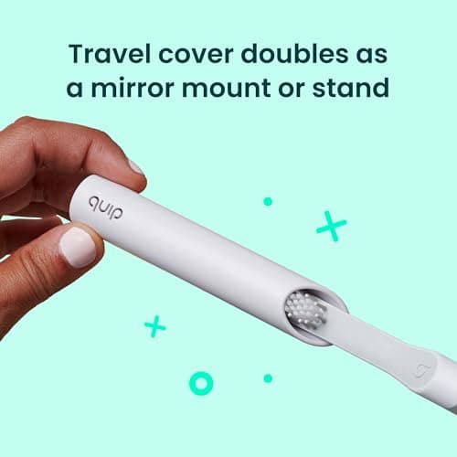 Quip Sonic Electric Toothbrush for Adults - Time Travel & Soft Bristles with Travel Case & Replacement Brush Head - 3 Month Battery Life, Plastic Handle - Sage 5