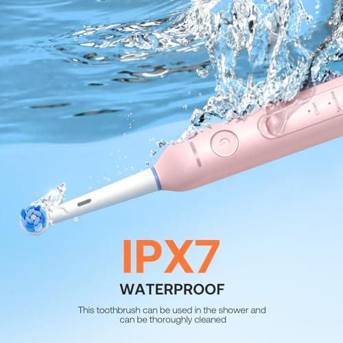 Bitvae Rotating Electric Toothbrush 2 Packs for Adults with Pressure Sensor, Gifts for Men/Women, 5 Modes Rechargeable Power Toothbrush with 8 Brush Heads, Black & Pink, R2 3
