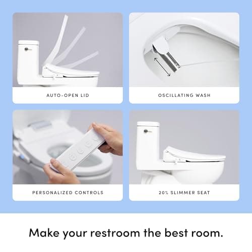TUSHY Aura Luxury Electric Bidet Seat | Heated Toilet Seat with Temperature Control, Self-Cleaning Nozzle, Instant Adjustable Warm Water & Dryer (Remote Control & Auto Open, Soft Close Lid), Elongated 10