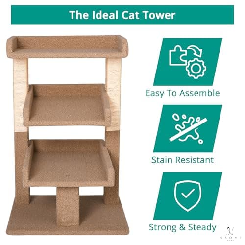 Nala Large Cat Tree Tower with 3 Spacious Platforms, Heavy-Duty Multi-Cat Condo with Sisal Scratching Posts, Stable Anti-Tip Design for Indoor Cats up to 20 lbs 6