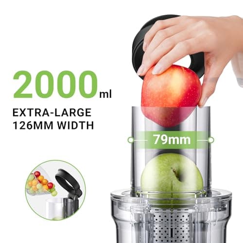 AMZCHEF Cold Press Juicer - Juicer Machine with Large Feed Chute for Whole Fruits and Vegetables - Durable Stainless Steel Masticating Juicer, Large Auger, Double Strainers 2