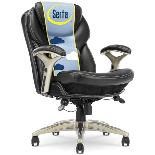 Serta Claremont Ergonomic Executive Office Chair with Back in Motion Technology, Adjustable Mid Back Desk Chair with Lumbar Support, Bonded Leather, Black