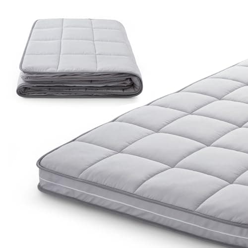 Jamdok 3Inch Small Single Mattress Topper Cover(Only Cover),Cot Mattress Protector Bedding,Foam and Latex Mattress Cover with Zipper,Pillow Top and Bottom(72 x 24”) Gray