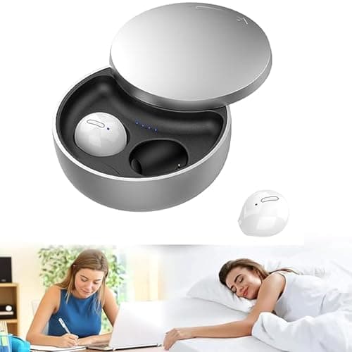 Yonblow Sleep Earbuds for Side Sleepers，Bluetooth 5.3 Ultra-Light in-Ear Headphones, Invisible Earbuds with Charging Case, Clear Call Quality, Mini Design for Comfortable Sleep OffWhite