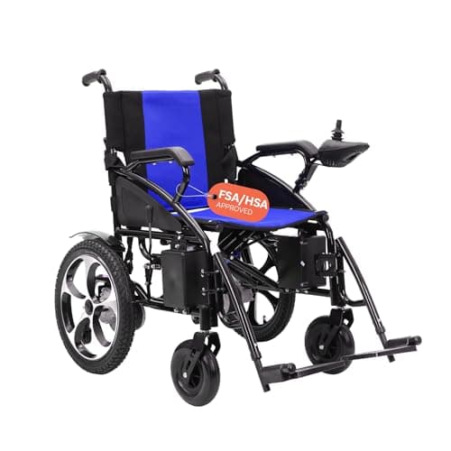Electric Wheelchairs for Adults, All Terrain Heavy Duty Dual Motor Foldable Motorized Power Wheelchairs for Seniors, Portable Electric Wheel Chair for Adults (Artemis- Blue)