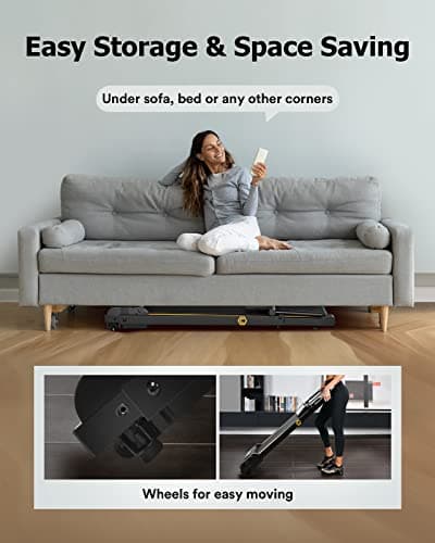 UREVO Walking Pad Treadmills for Home Office, Under Desk Compact Design Treadmill Portable Walking Pad Treadmill with Remote Control, LED Display 7