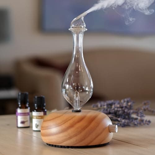 ArOmis Premium Glass Essential Oils Nebulizer - Waterless Diffuser for Aromatherapy - Handmade Oil Diffuser, Wooden Base, No Plastic, No Heat, No Battery, No LEDs - Orbis Lux Merus