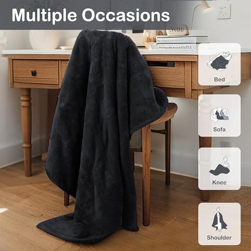 Eydna Electric Heated Blanket Full Size 72"x84",Fast Heating Throw, Soft Plush Microplush for Bed & Couch, 10 Hours Auto Off & 4 Heating Levels, Machine Washable, Gifts for Grandma & Family-Black 5