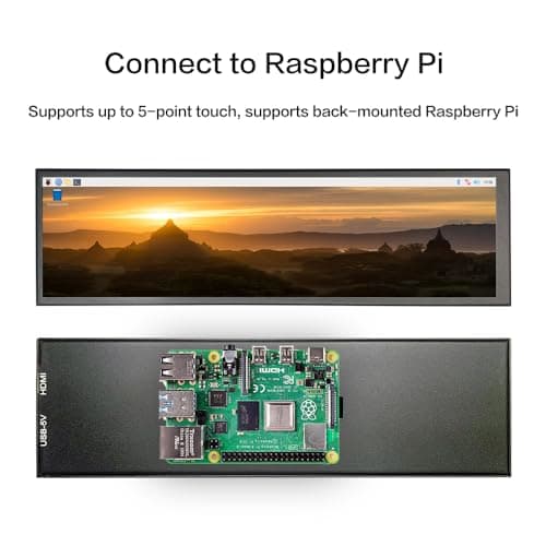 LESOWN 8.8 inch Monitor PC Case Temperature Display mini Ultra Wide Secondary Screen Long Stretched Bar Display AIDA64 PC Sensor Panel 1920x480 Small Temp Monitor for RPi CPU Monitoring 6