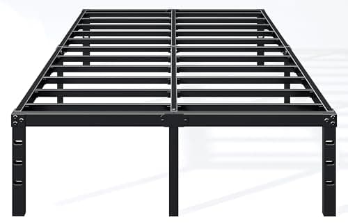 Hafenpo 18 Inch King Bed Frame - Sturdy Metal Platform King Size, No Box Spring Needed, Heavy Duty, Easy Assembly, Strong Bearing Capacity, Under Bed Storage, Black