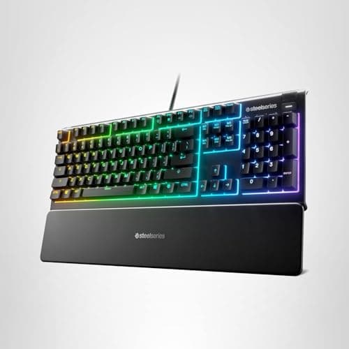 SteelSeries Apex 3 RGB Gaming Keyboard – 10-Zone RGB Illumination – IP32 Water Resistant – Premium Magnetic Wrist Rest (Whisper Quiet Gaming Switch) 8