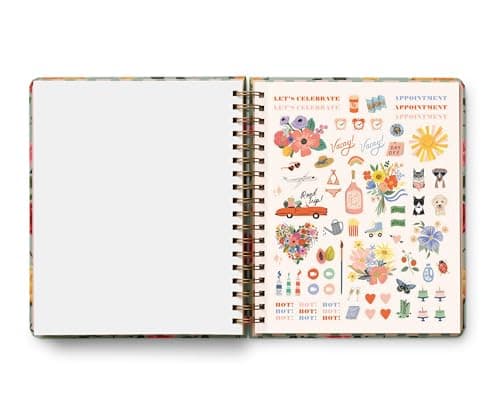 RIFLE PAPER CO. 2025 17-Month Academic Hardcover Spiral Planner | Weekly and Monthly Pages, Inspirational Quotes, Sticker Sheets, Illustrated Pocket Folder (10" x 8.5"), Roses 8