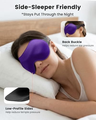 3 Pack Sleep Masks for Women & Men: True Blackout Eye Mask for Sleeping, 3D Contoured Zero Eye Pressure, Lash-Friendly (Blink Freely), Side Sleeper Comfort, Adjustable Strap Blindfold, Night Eye Cover 4