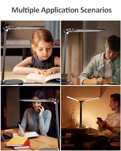 LED Desk Lamps for Home Office, 14W Bright Double Swing Arm LED Desk Lamp with USB Charging Port, Eye-Caring Task Lamp, Desktop Lamp with Night Light Table Read Light for Bedroom Work Study Craft 7