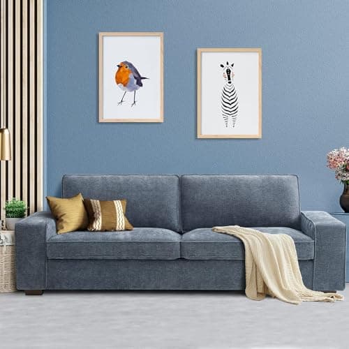 LEISLAND 88.58" Couches for Living Room, Modern Chenille Couches and Sofas Living Room Furniture with Metal, Solid Wood Armrest, Removable Cushion/Easy to Install(Blue) 9