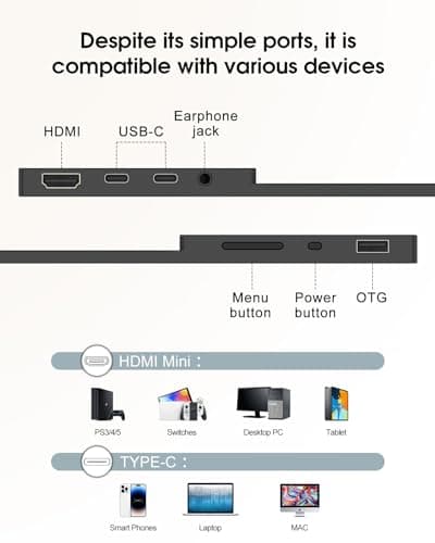 Viyivwine Portable Monitor Touchscreen, 15.6''Laptop Screen Extender, FHD IPS Touch Screen, Travel Monitor with Kickstand & Speaker, HDMI USB C External Monitors for Laptop Phone Computer Xbox Switch 7