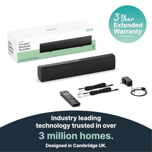 Majority 15 Inch White Soundbar for TV, Bluetooth Sound Bar 50 Watts, Home Audio Speaker, Small PC Soundbar Speaker | AUX, RCA, Optical, USB | Gaming, Music, Movies | Bowfell 7