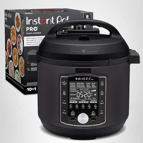 Instant Pot Pro (8 QT) 10-in-1 Pressure Cooker, Slow Cooker, Rice/Grain Cooker, Steamer, Sauté, Sous Vide, Yogurt Maker, Sterilizer, and Warmer, Includes App with Over 800 Recipes, Black 8