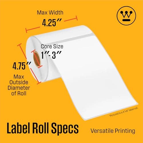 Westinghouse Thermal Shipping Label Printer USB, 4x6 Label Commercial Grade, Compatible with USPS, UPS, FedEx, Shopify, Amazon, Small Business, Desktop Label Printer for Packages, Includes Labels 10