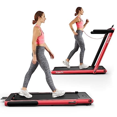 Goplus 2 in 1 Folding Treadmill, 2.25HP Superfit Under Desk Electric Treadmill, Installation-Free with Remote Control, APP Control and LED Display, Walking Jogging for Home Office