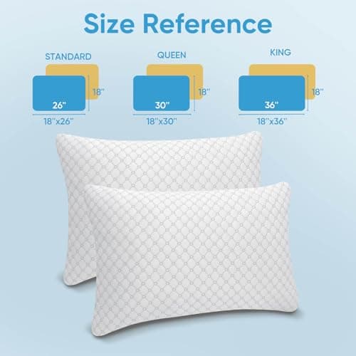OAISZ Shredded Memory Foam Pillows, Cooling Bed Pillows Queen Size Set of 2 for Sleeping, Adjustable Firm Pillows for Side Back and Stomach Sleepers, Washable Removable Cover 8