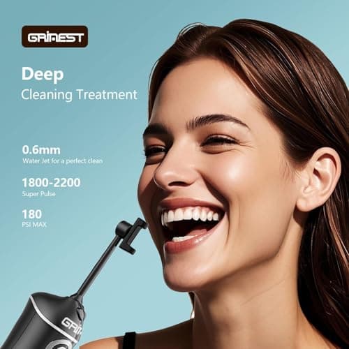 Water Flosser,Water Dental Flosser Pick for Teeth,Grinest 7 Modes Rechargeable Cordless Oral Irrigator Portable IPX7 Waterproof Tooth flossers for Home Travel-Black 5