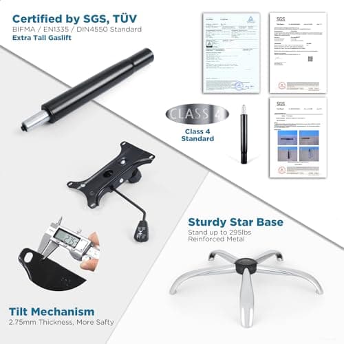 Ergonomic Mid-Back Premium Faux Leather Adjustable Drafting Chair with Multi-Function Arms and Foot Ring, Standing-Desk Matched Tall Swivel Computer Office Stool, Black 8
