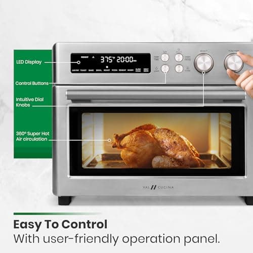 VAL CUCINA Infrared Heating Air Fryer Toaster Oven, Extra Large Countertop Convection Oven 10-in-1 Combo, 6-Slice Toast, Enamel Baking Pan Easy Clean with Recipe Book, Brushed Stainless Steel Finish 5