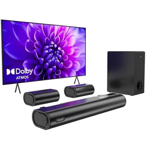 Hiwill 5.1ch Dolby Atmos Soundbar with 5.25'' Subwoofer, Clear Voice, Surround Sound System w/2 Wired Rear Speakers, 380W Peak Power Bluetooth PC Sound Bar for TV, eARC/ARC/Opt, 2025